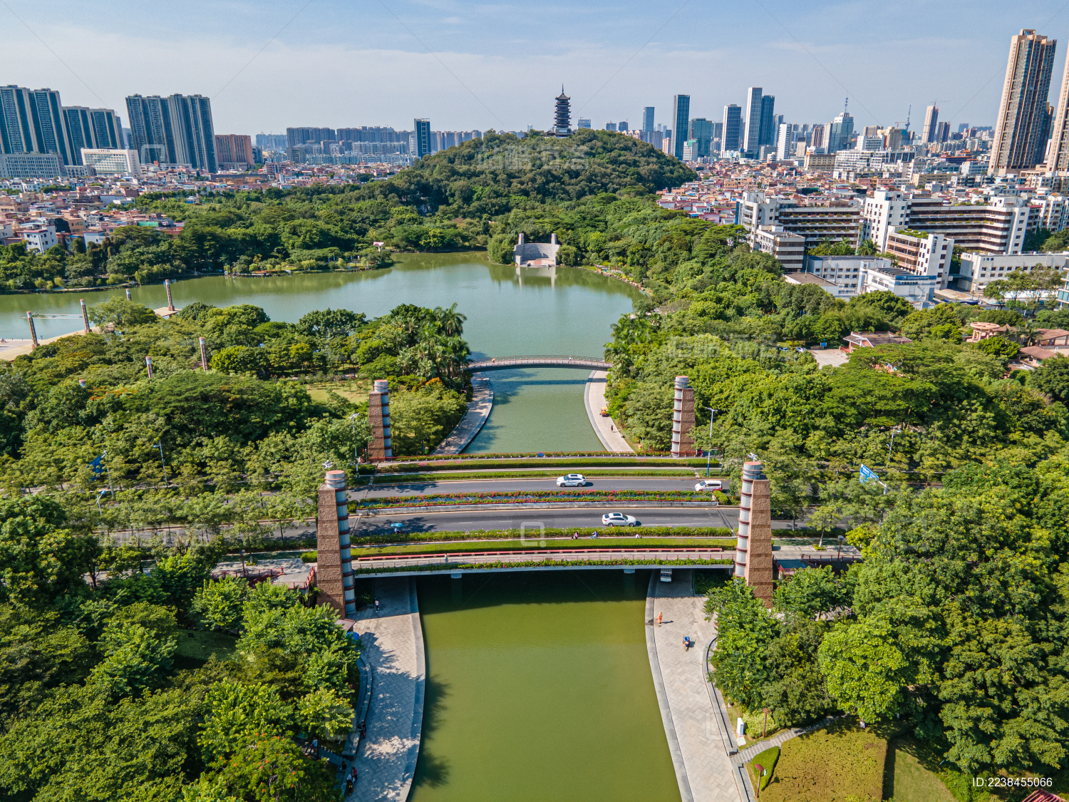 航拍广东佛山南海千灯湖公园