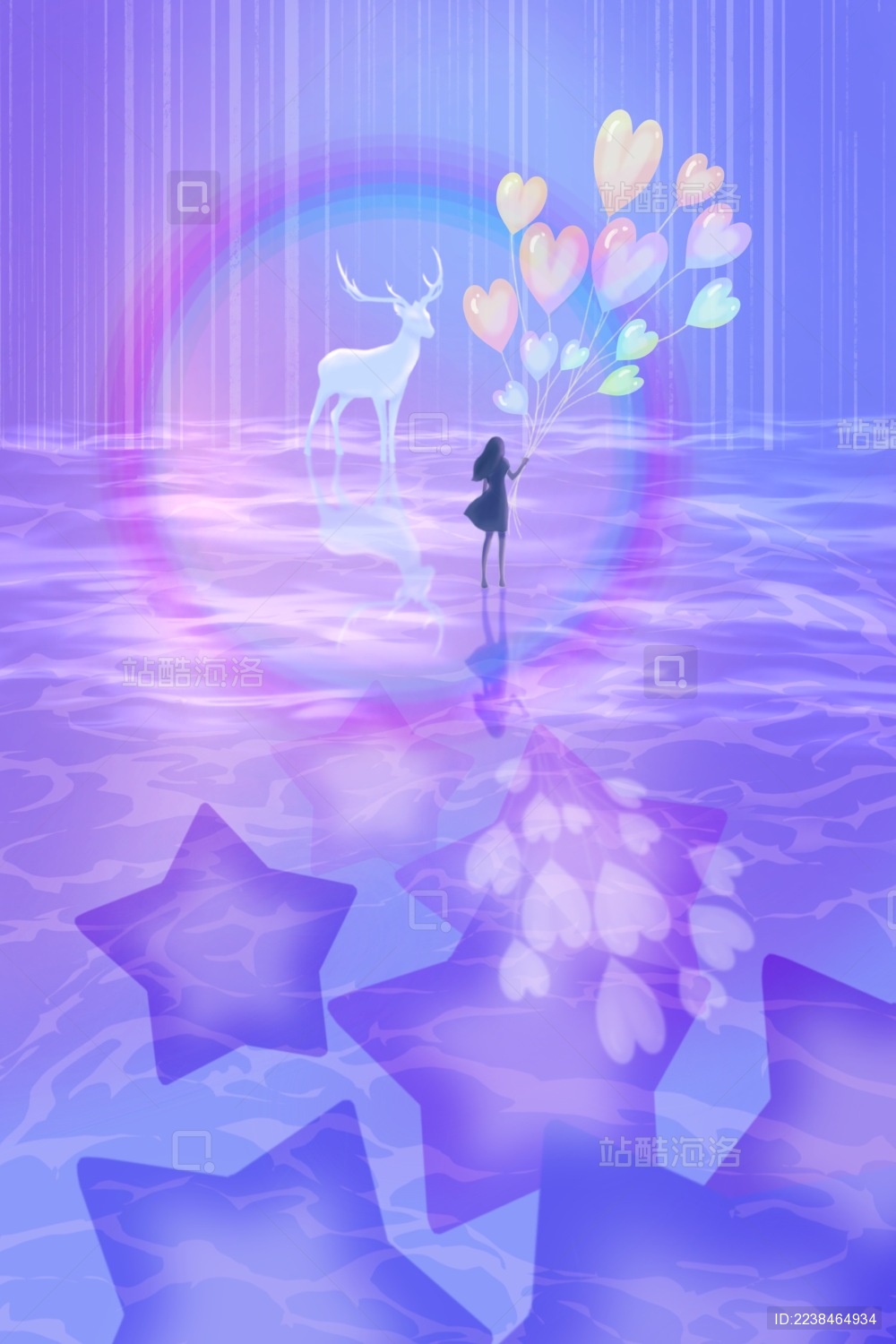 星光下的女孩与鹿