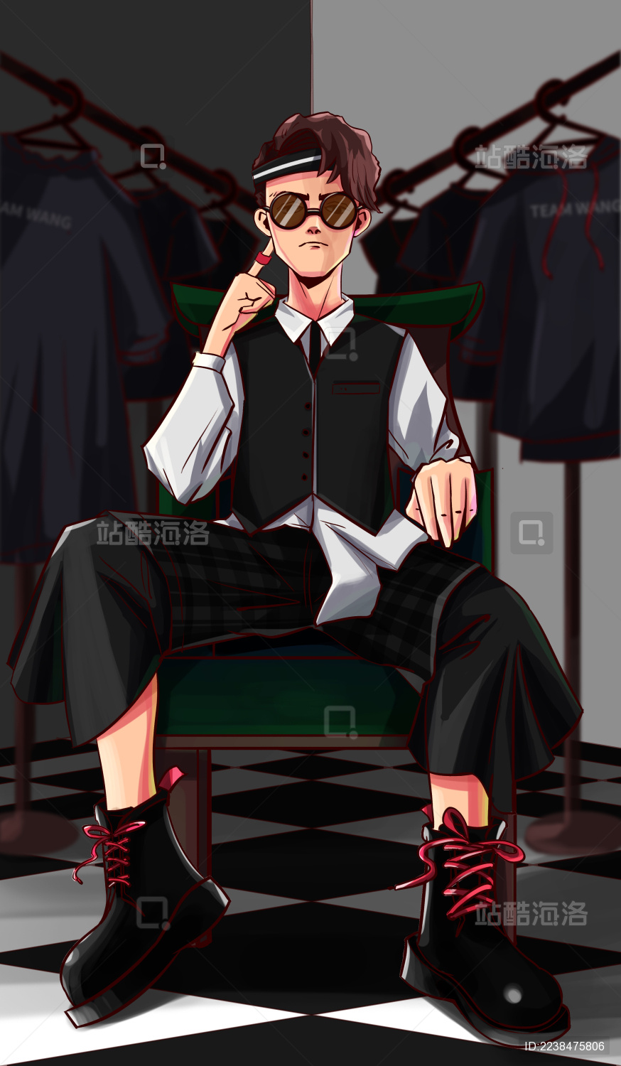 坐在椅子上的潮男