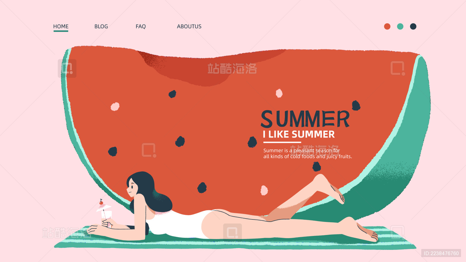 穿泳衣的女人和西瓜