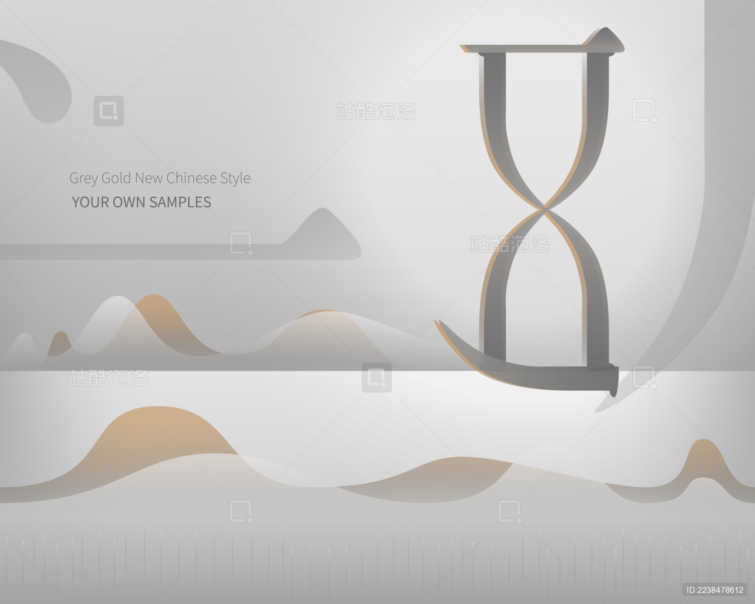 新中式风格灰金色主题数字创意设计广告海报