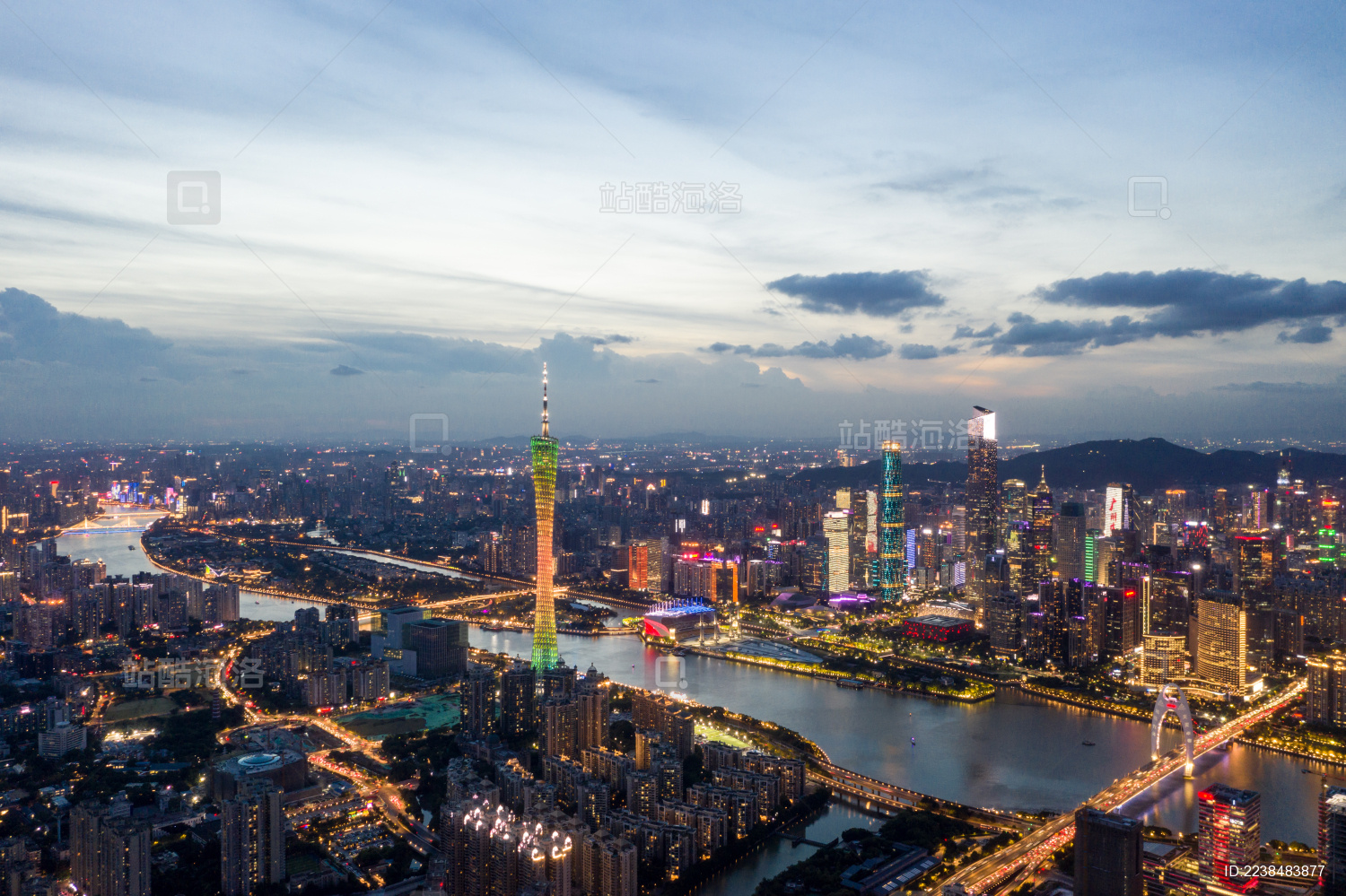 广州鸟瞰视角番禺区新城航拍