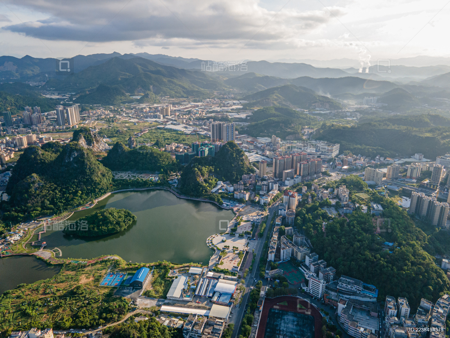 广东云浮市城市航拍风光