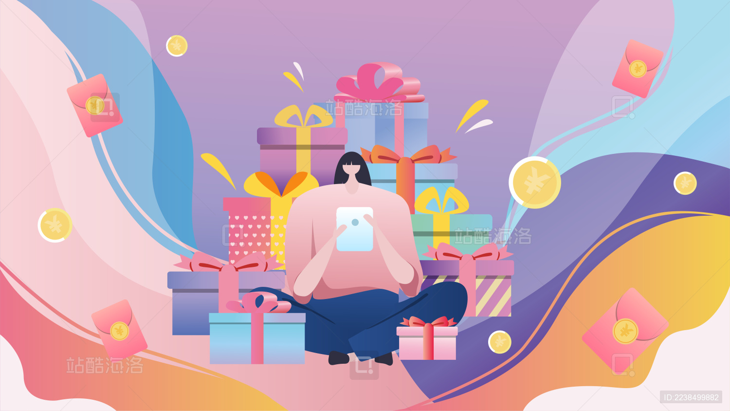 女生用手机挑选礼物