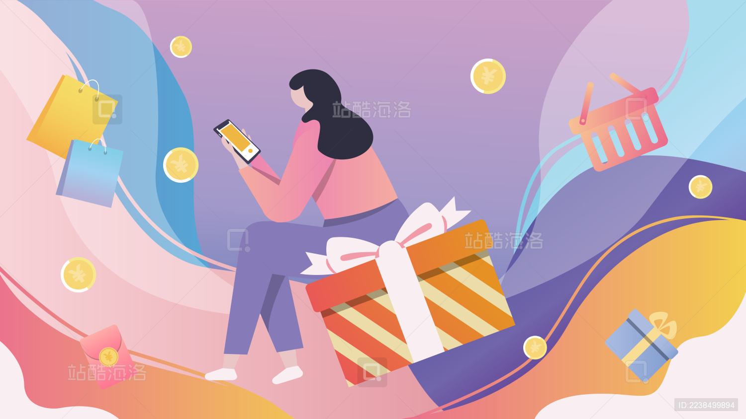 女生用手机挑选礼物