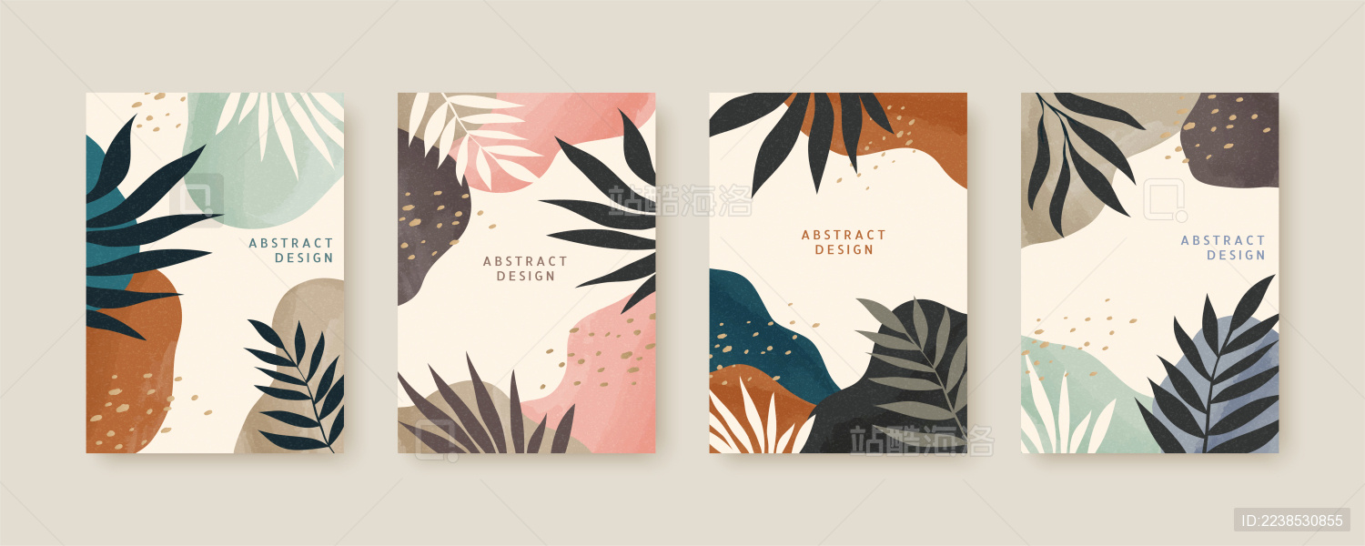 复古热带叶子背景模版