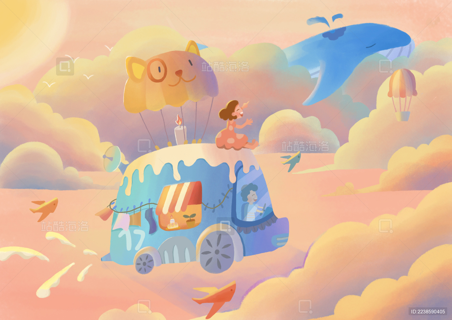 两个小孩开车寻找鲸鱼