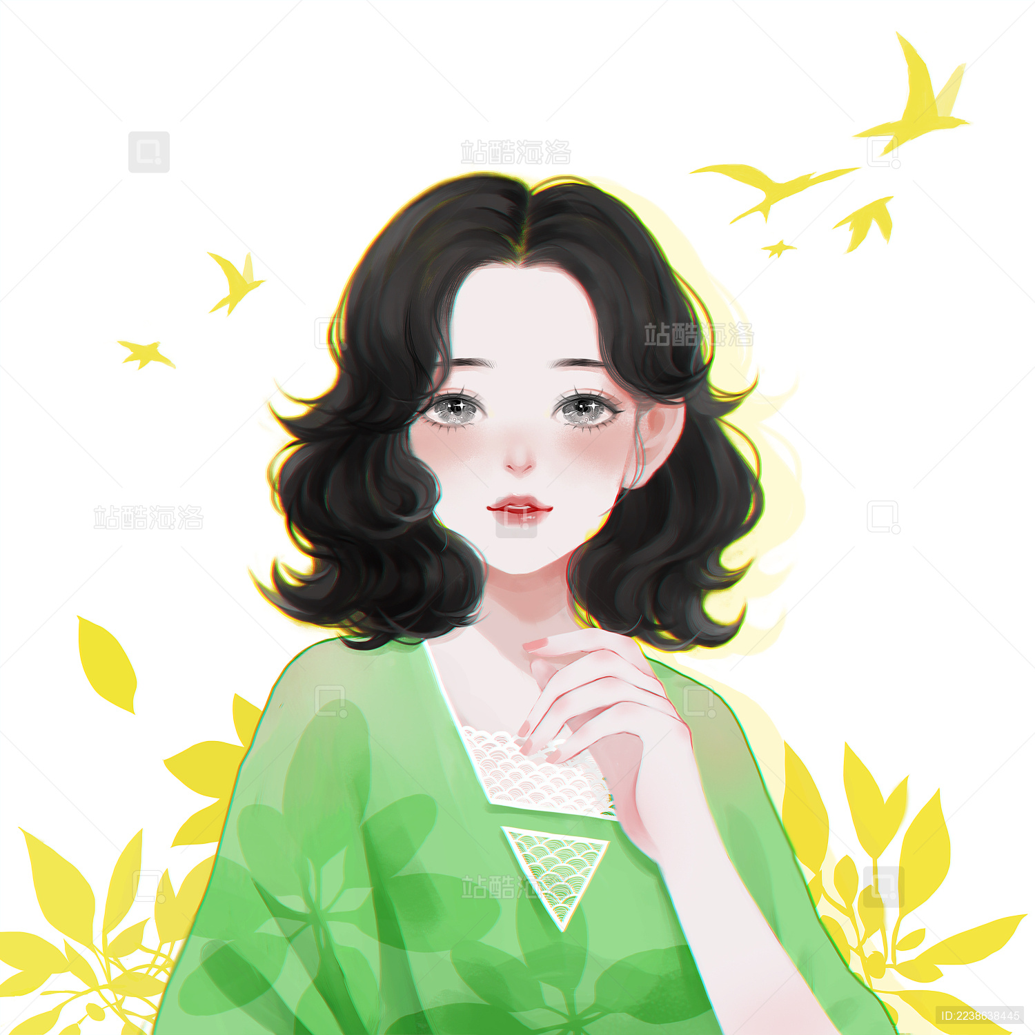 温柔知性的绿衣女子