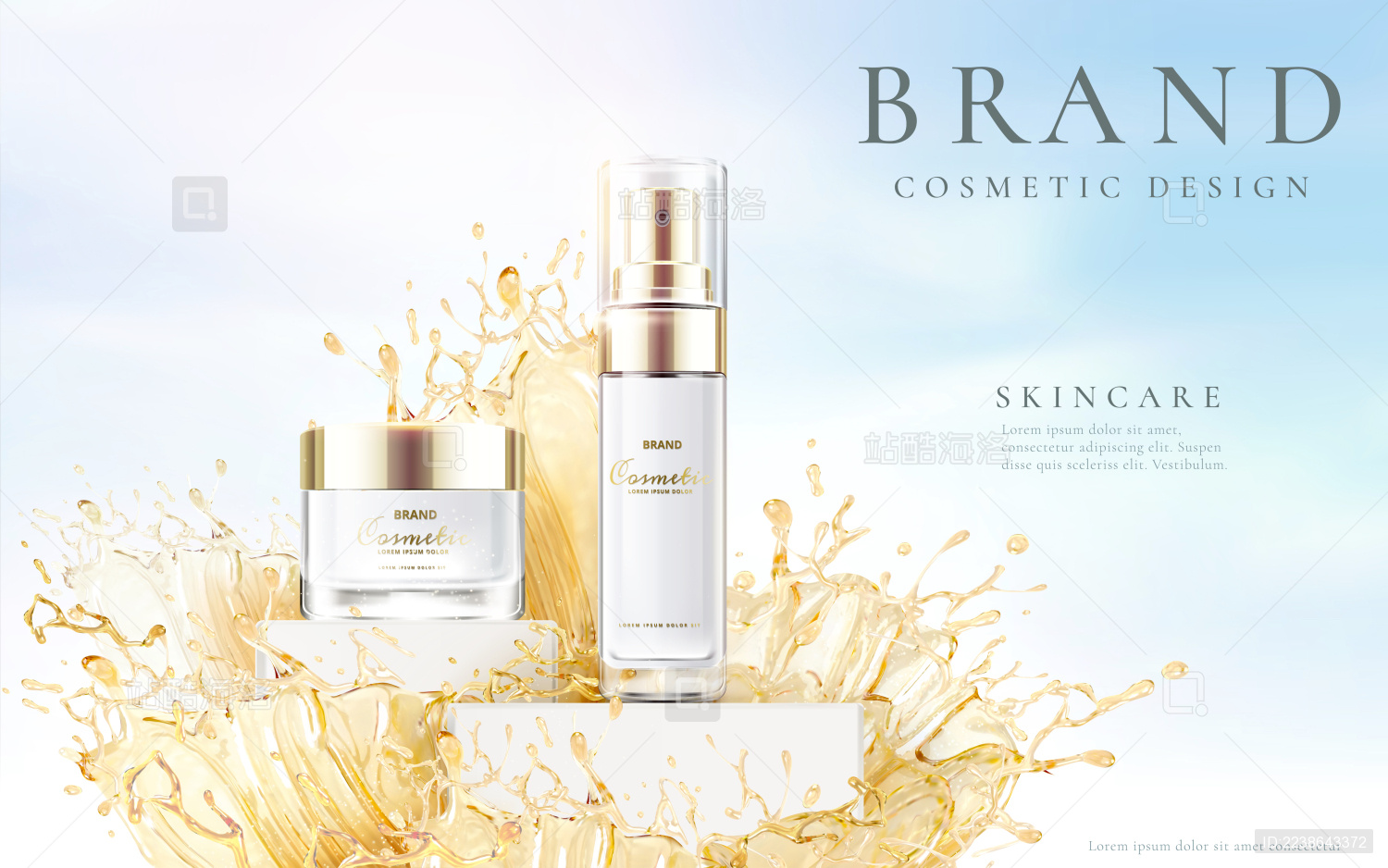 护肤品金色浪花形象广告