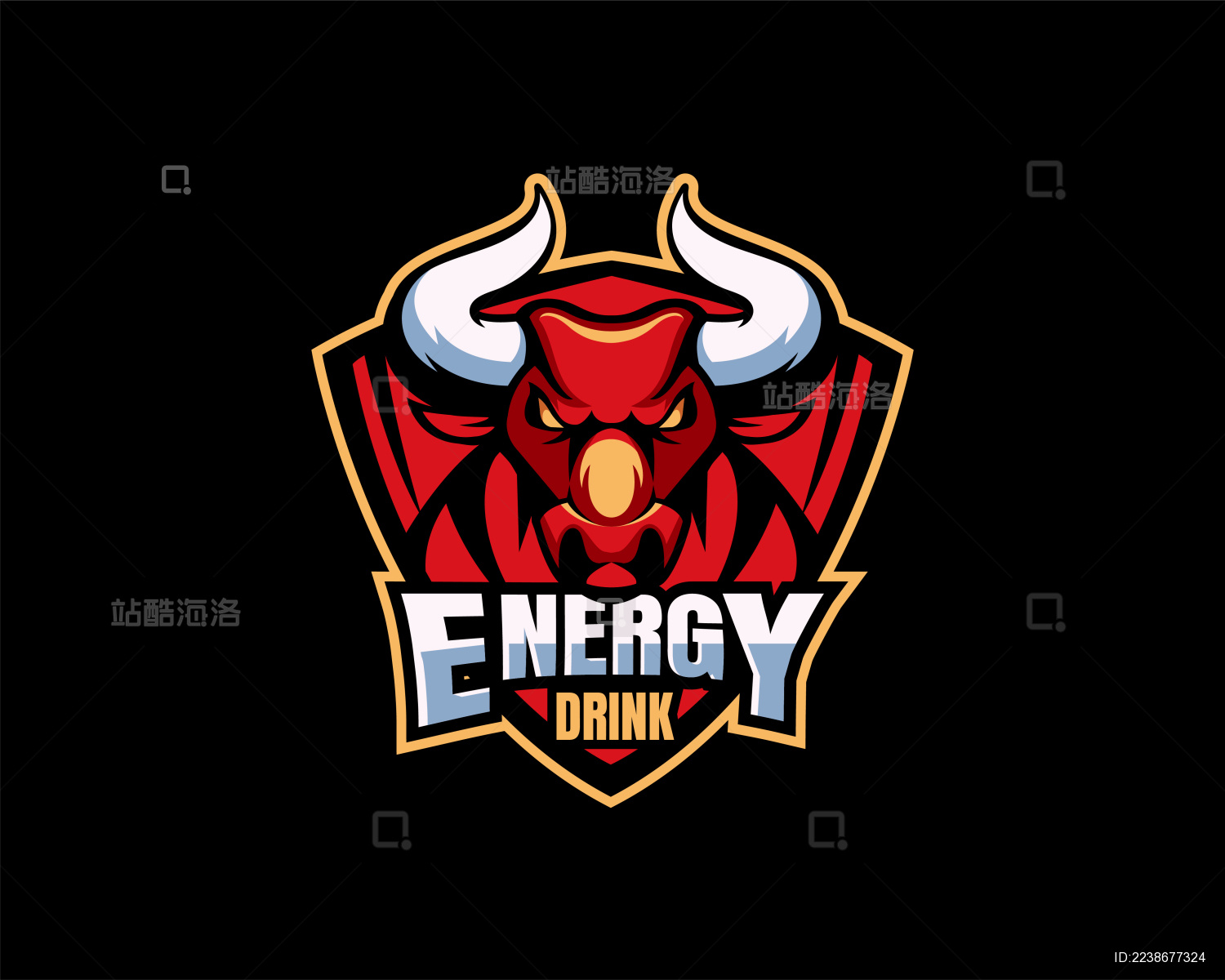红色斗牛能量饮料标志设计