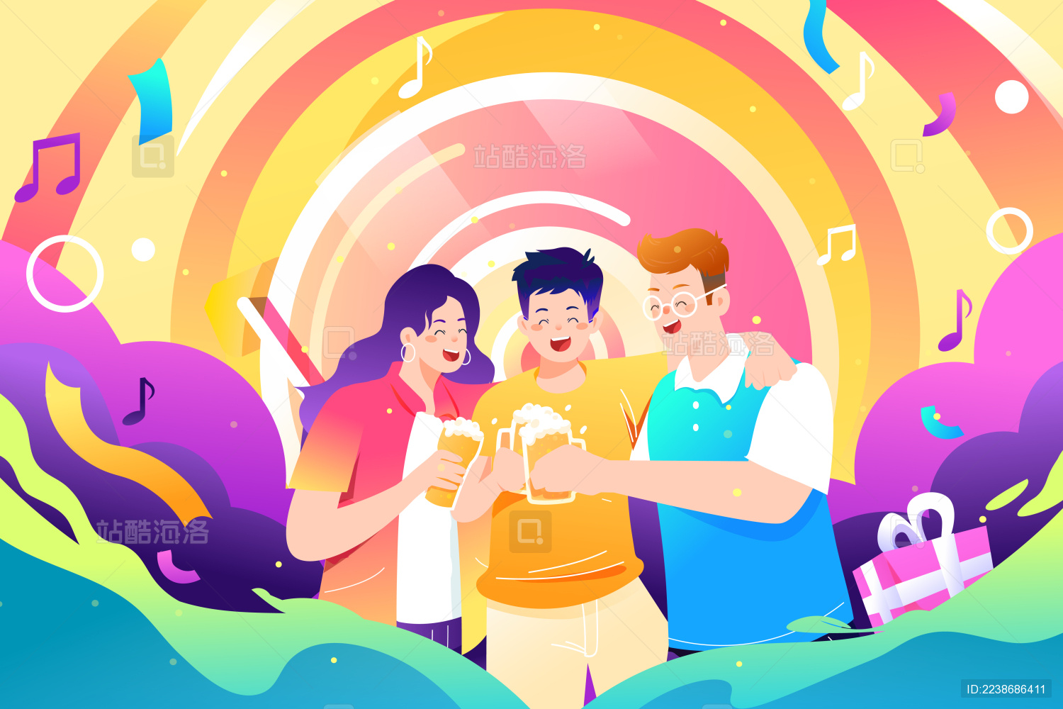 喝酒庆祝的人矢量插画