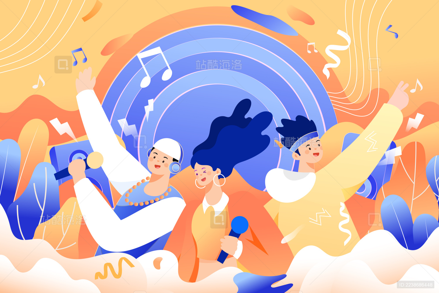 音乐节电商活动矢量插画