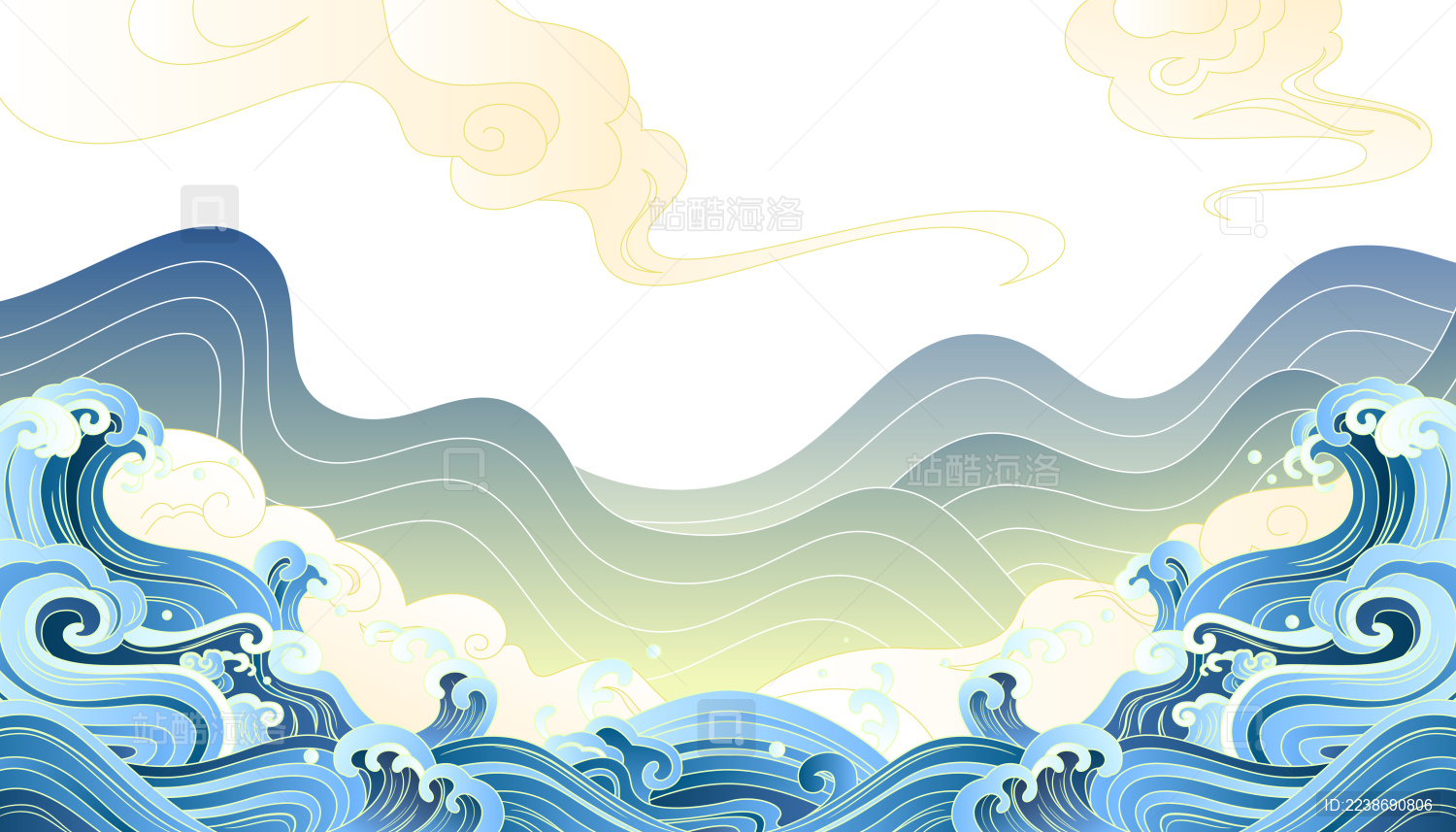 海水纹与云纹底纹背景
