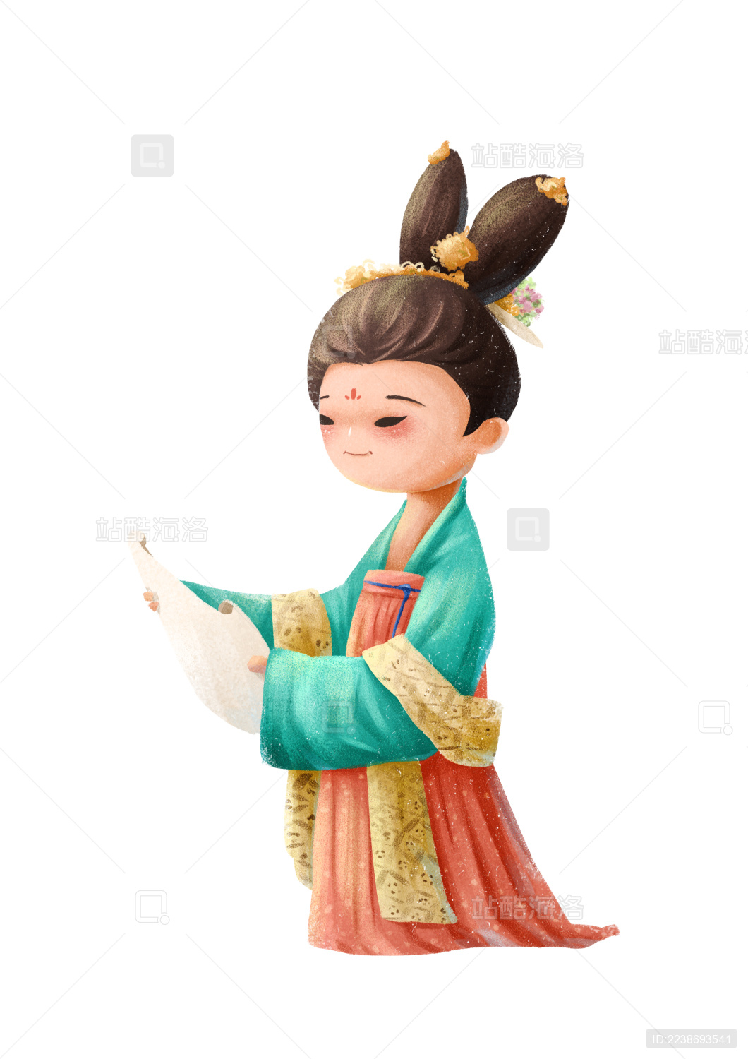 读书看画的国风仕女图