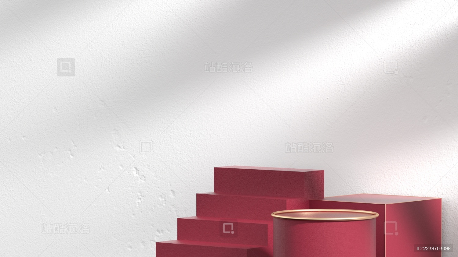 3D渲染简约几何体电商展台