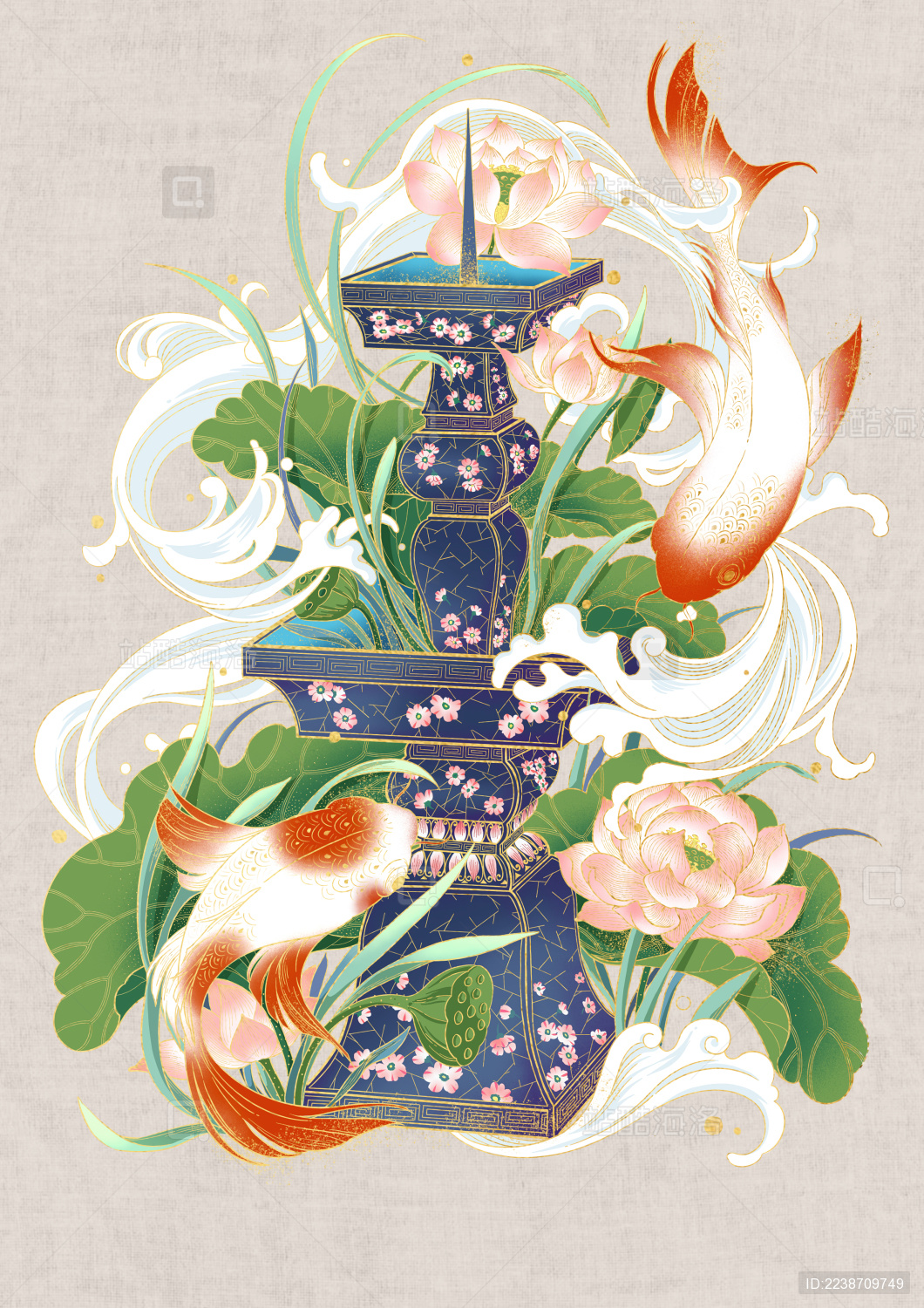 国风夏天节气插画