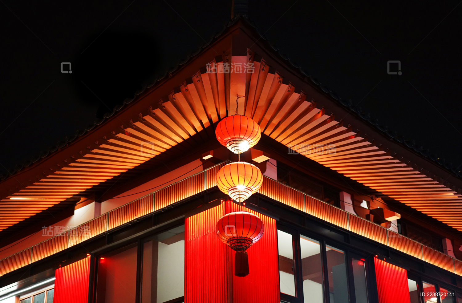 中国西安大唐不夜城夜景红灯笼