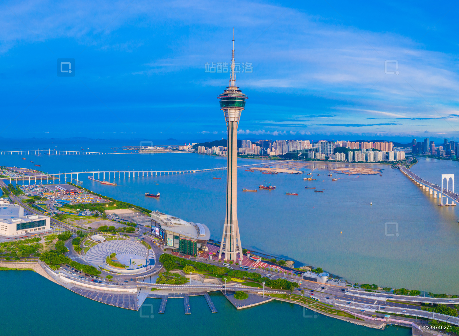 中国澳门特别行政区海滨风光航拍