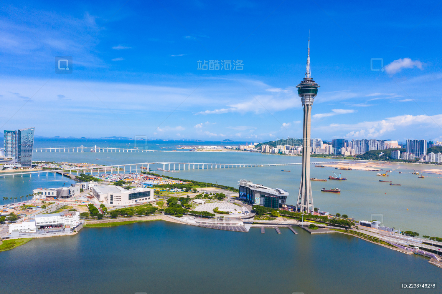 中国澳门特别行政区海滨风光航拍