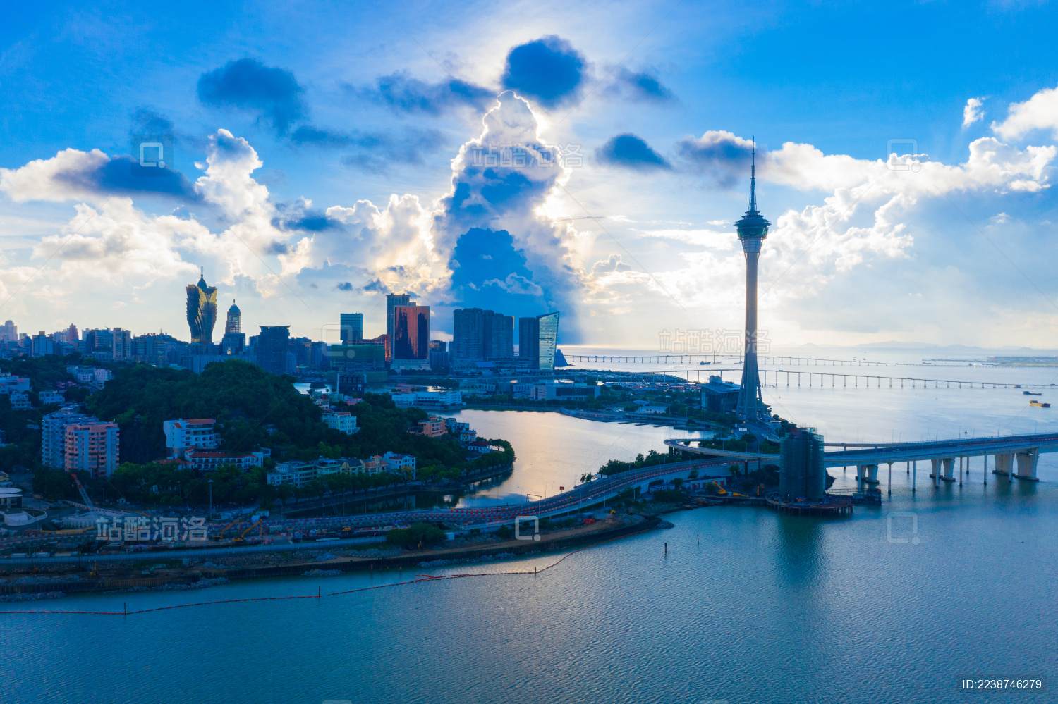 中国澳门特别行政区海滨风光航拍