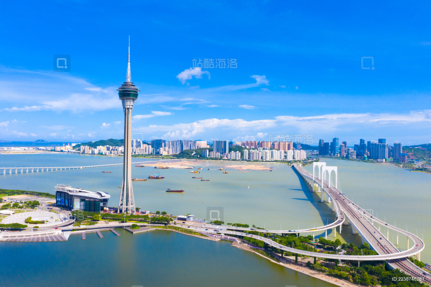 中国澳门特别行政区海滨风光航拍