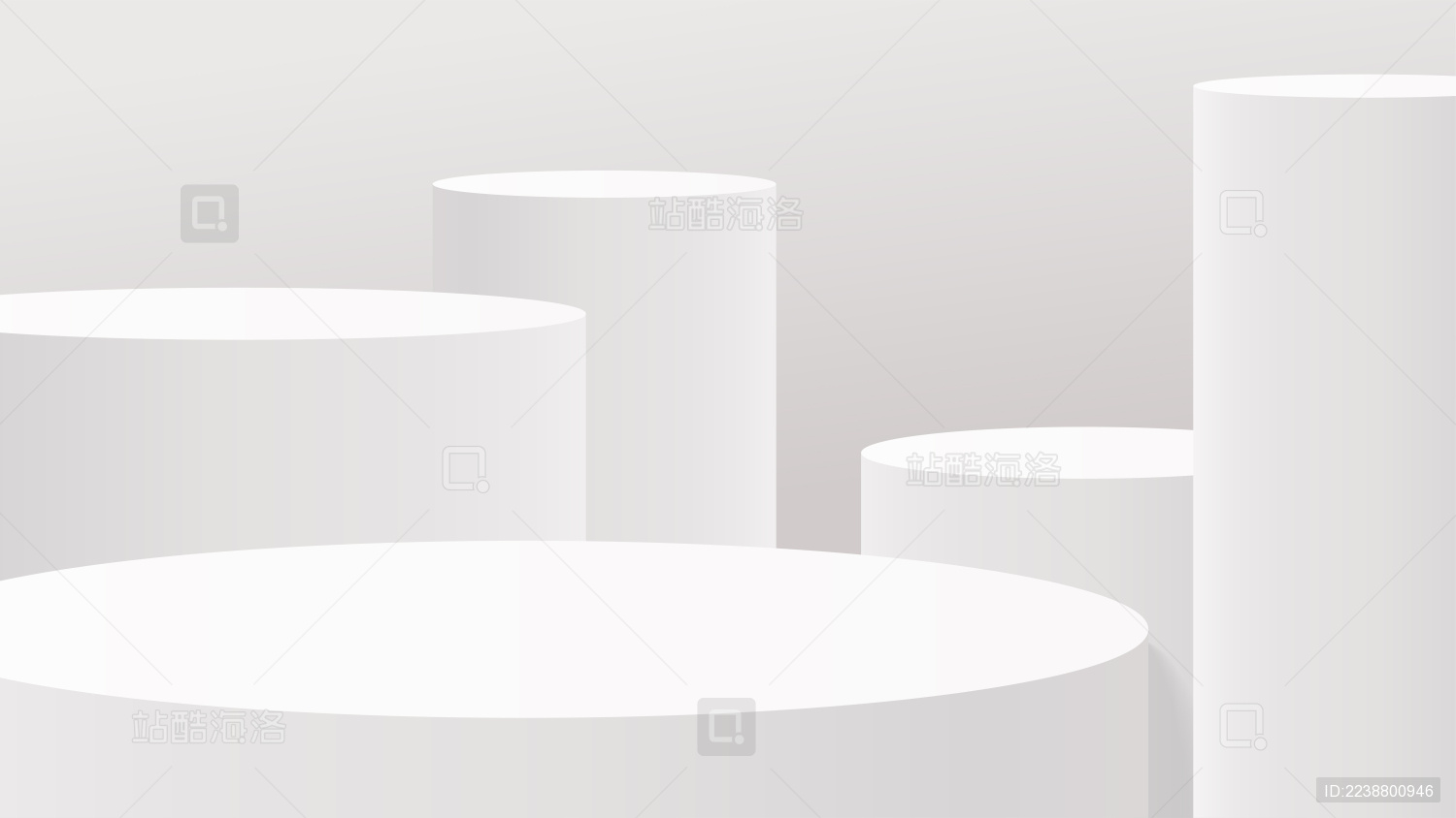 产品促销圆柱展台极简矢量场景