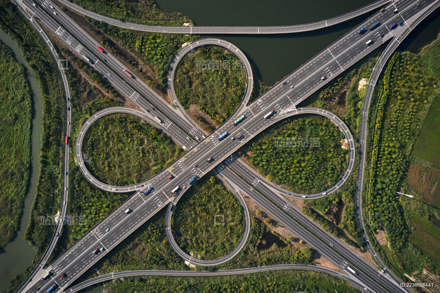 空中俯拍江苏高速公路 高速公路互通鸟瞰图