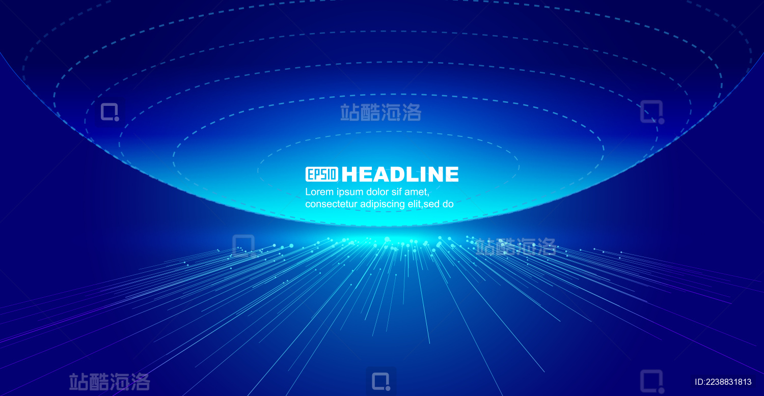 发光线条与球体形成具有空间感的科技背景。