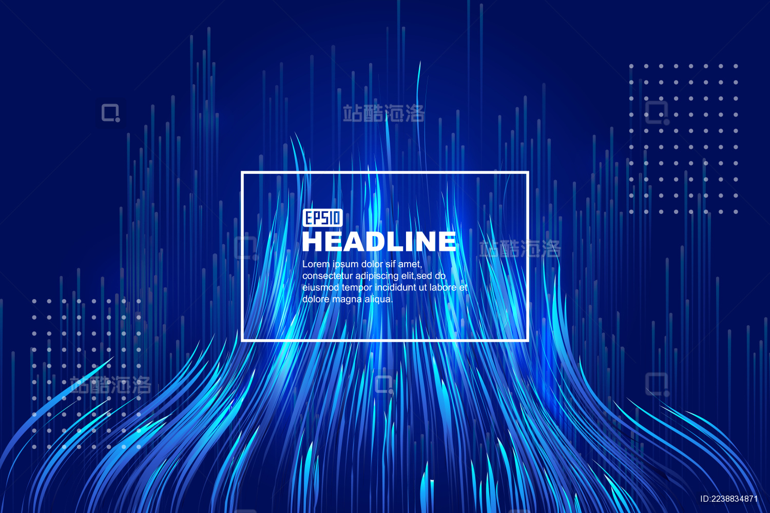 向上放射的发光线条 互联网科技大数据背景