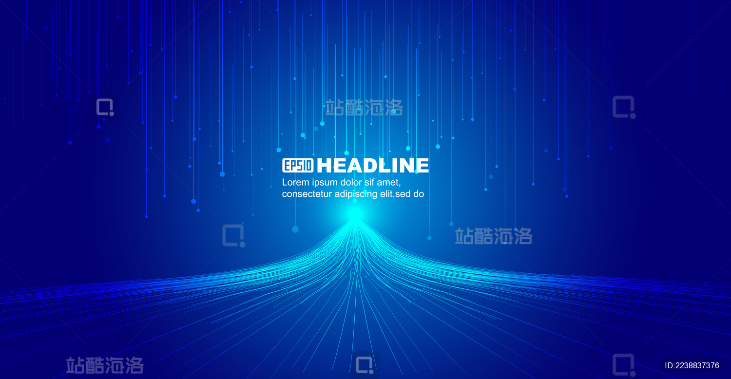 向上放射的发光线条 互联网科技大数据背景