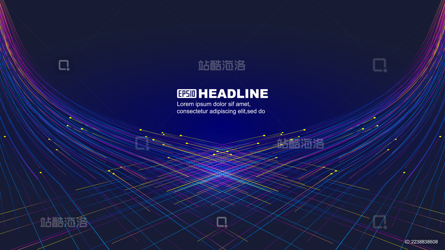 纵横交错的彩色线条构成的线路空间感背景。