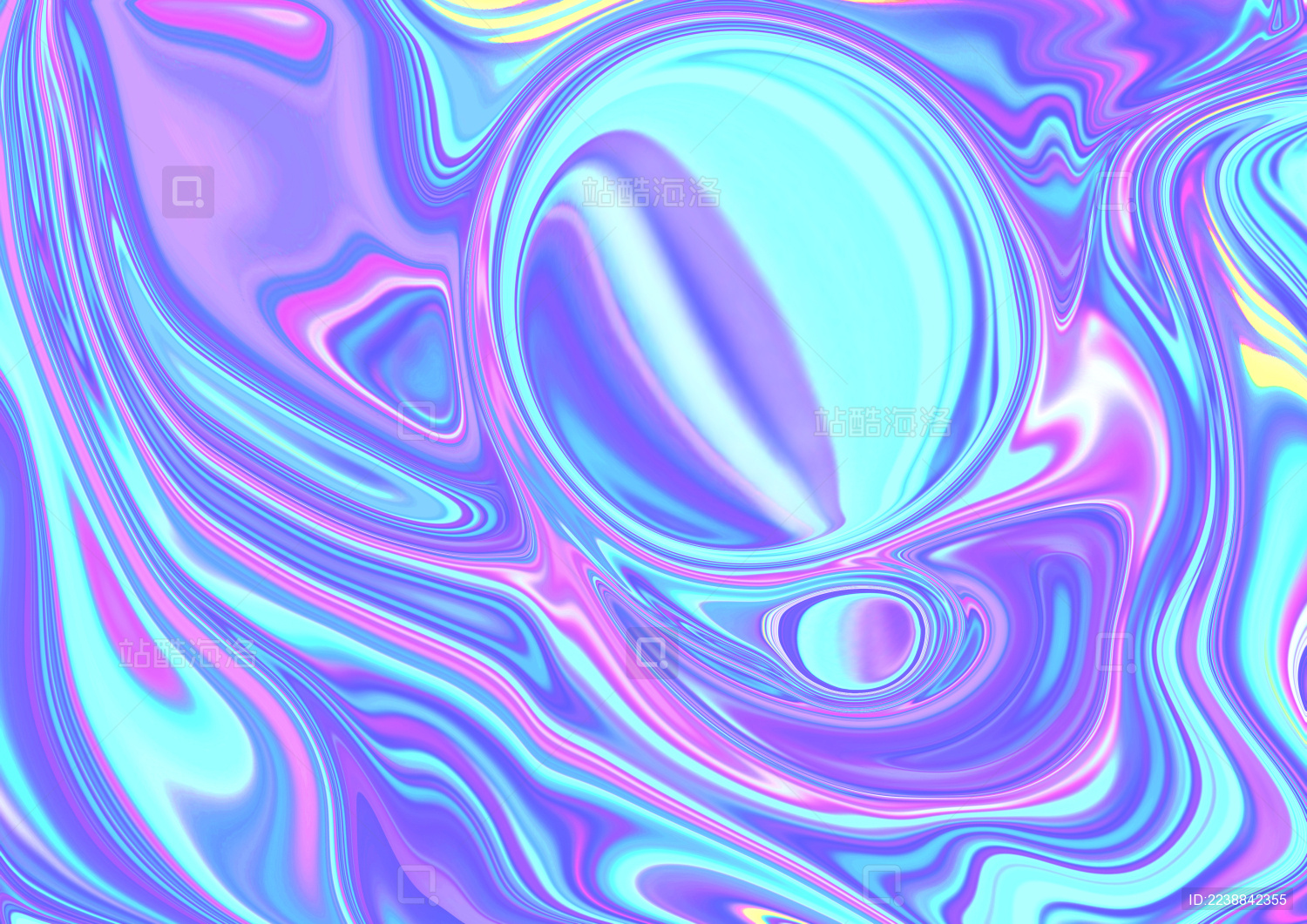 镭射高饱和渐变色流体插画背景