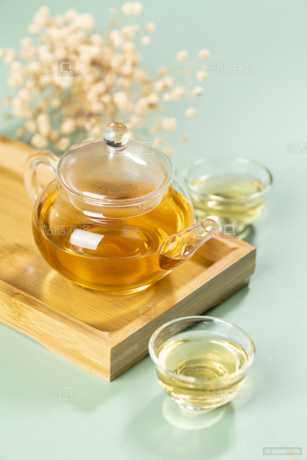 仿古玻璃茶壶茶杯沏茶泡茶绿色莫兰迪色系