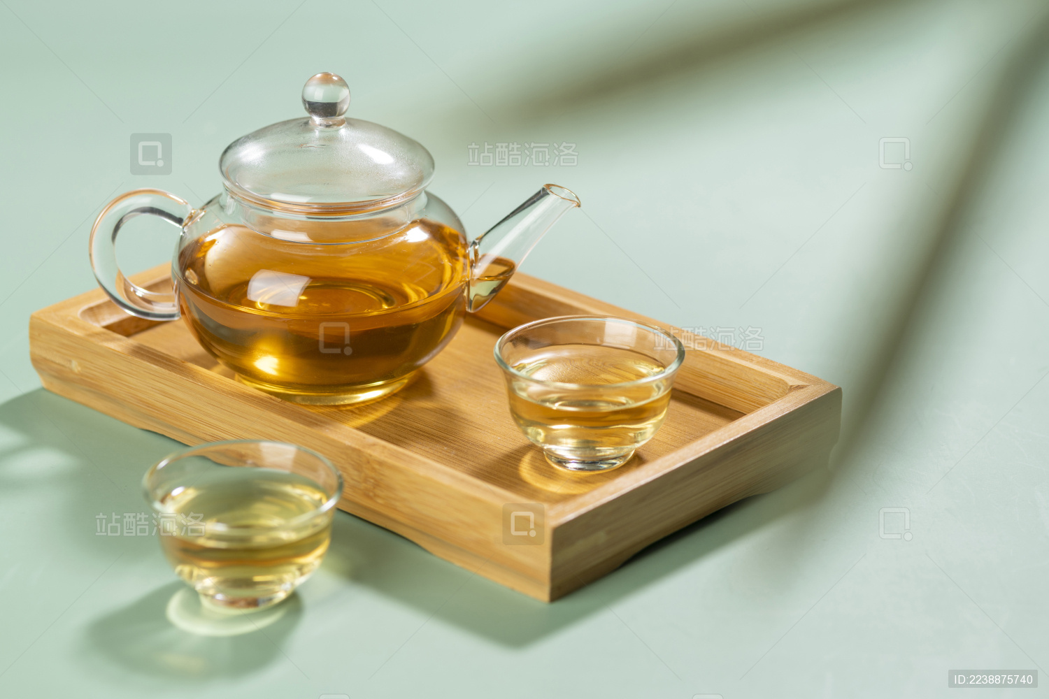 仿古玻璃茶壶茶杯沏茶泡茶绿色莫兰迪色系