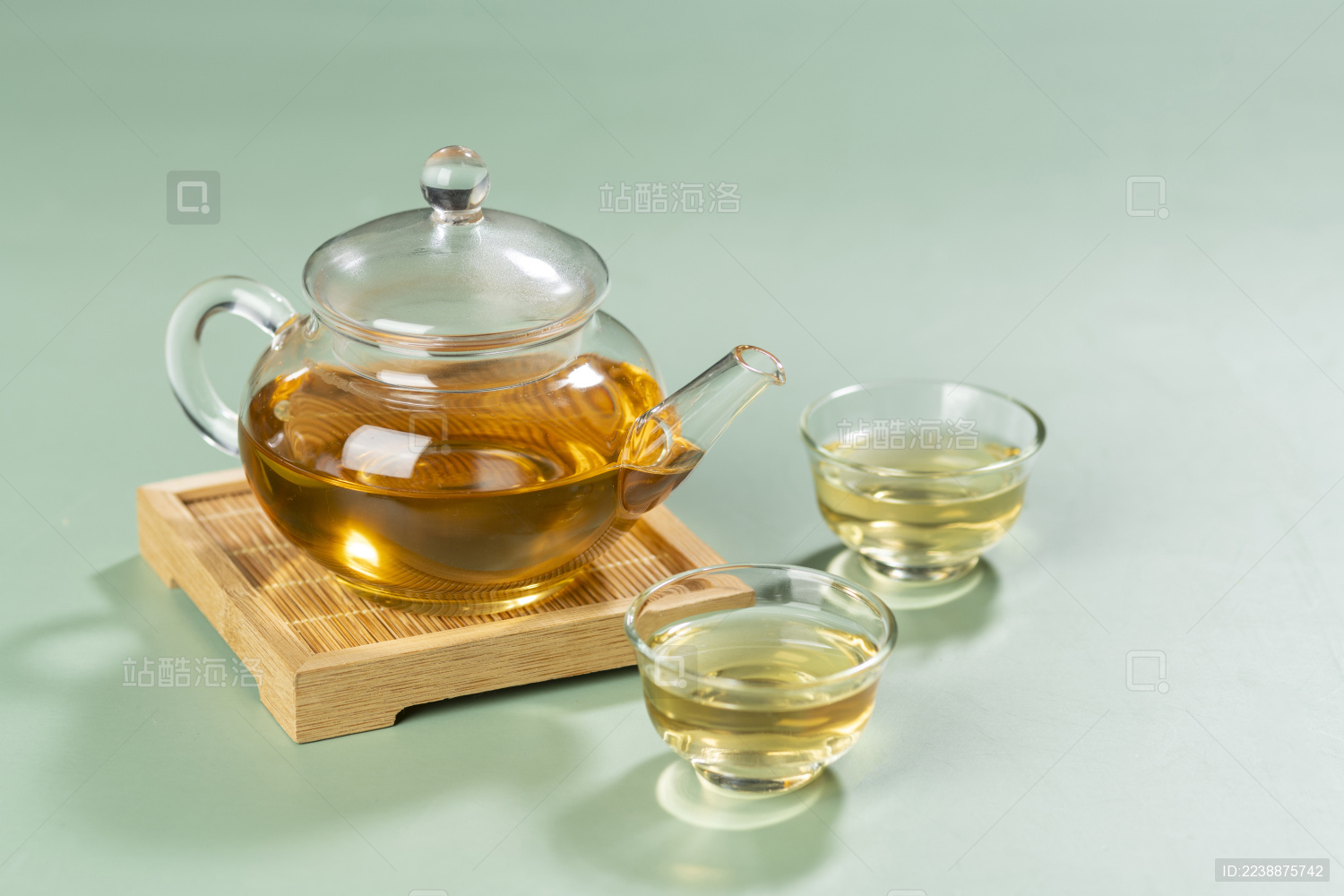 仿古玻璃茶壶茶杯沏茶泡茶绿色莫兰迪色系