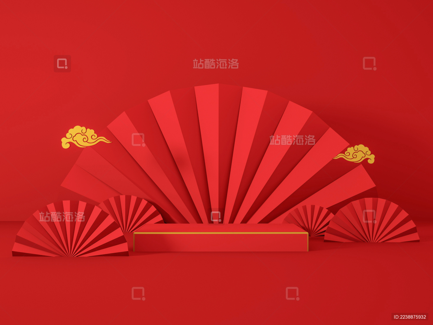 3D中国风创意展台空间背景