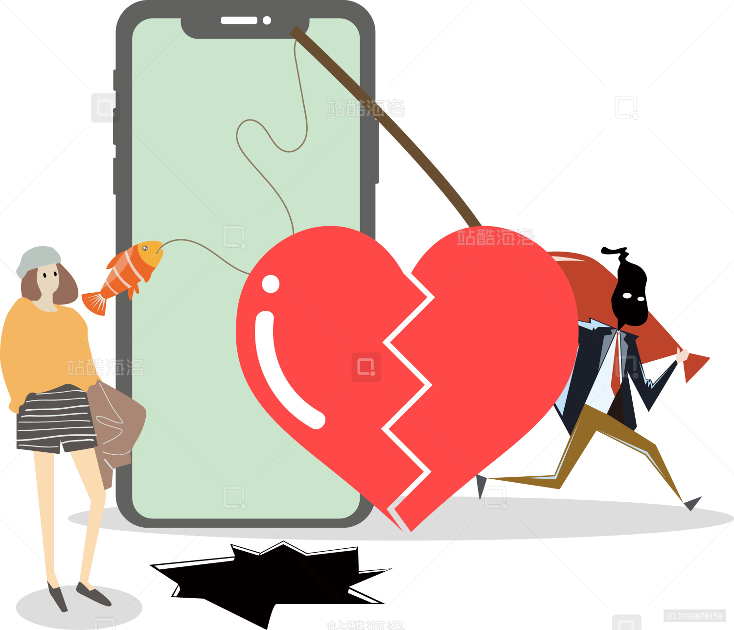 个人征信诈骗金融概念插画