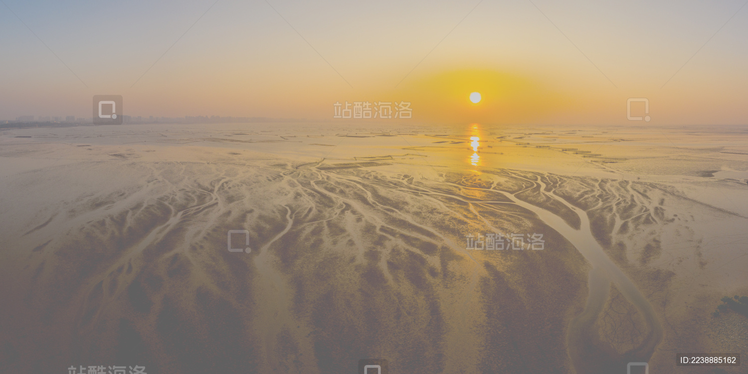 航拍中国广西北海南流江入海口