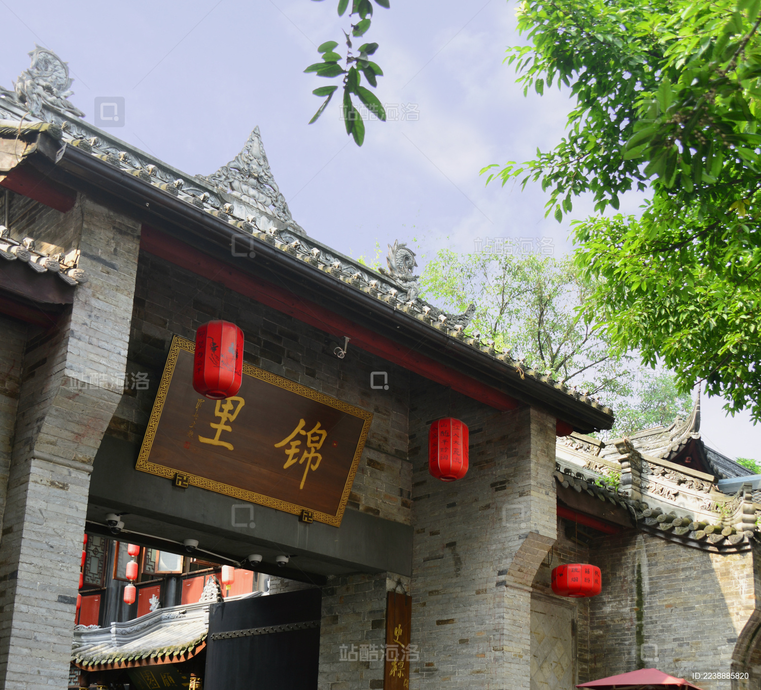 锦里古街 中式门楼外景及牌匾