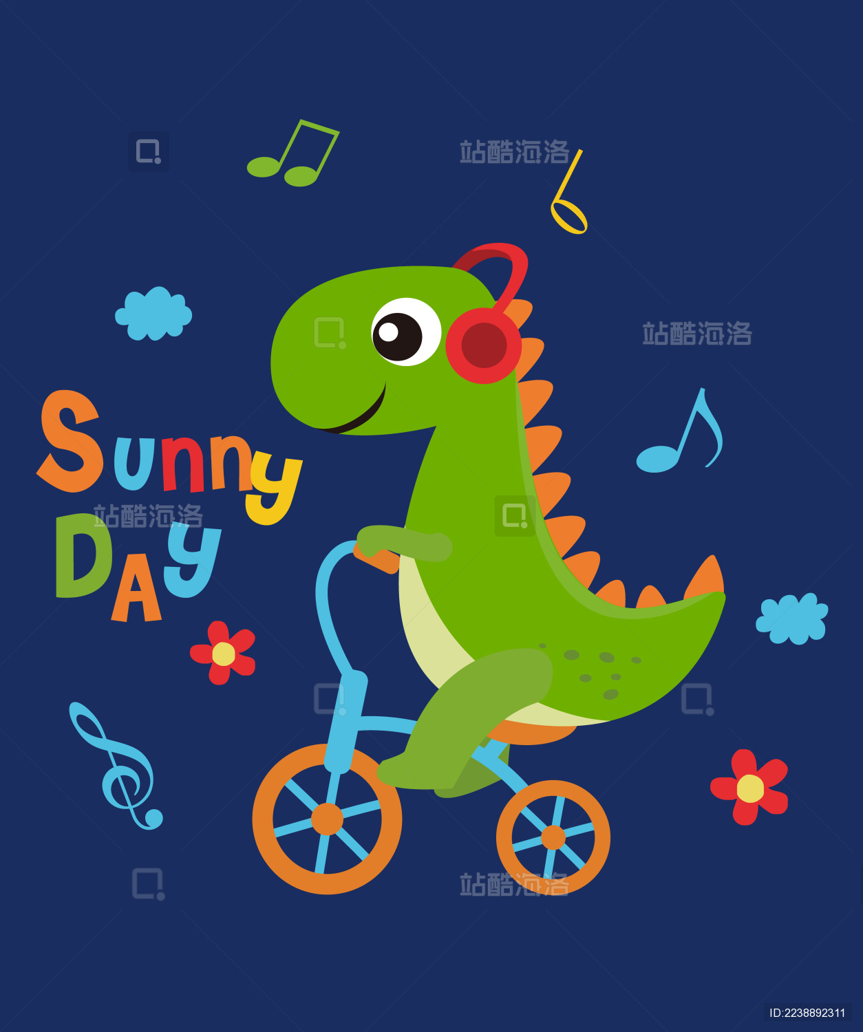 可爱的卡通矢量小恐龙