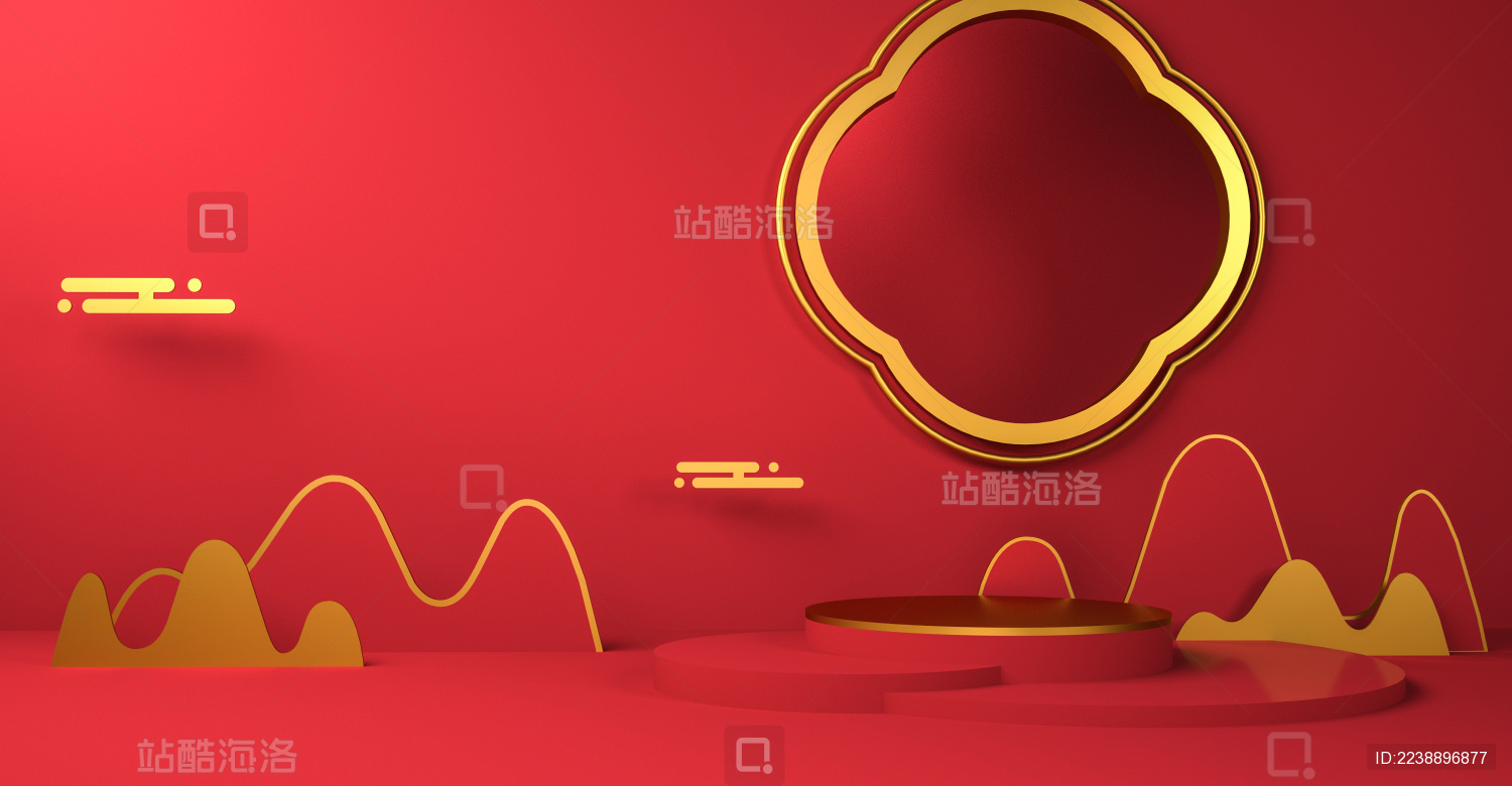 3D中国风创意展台空间背景