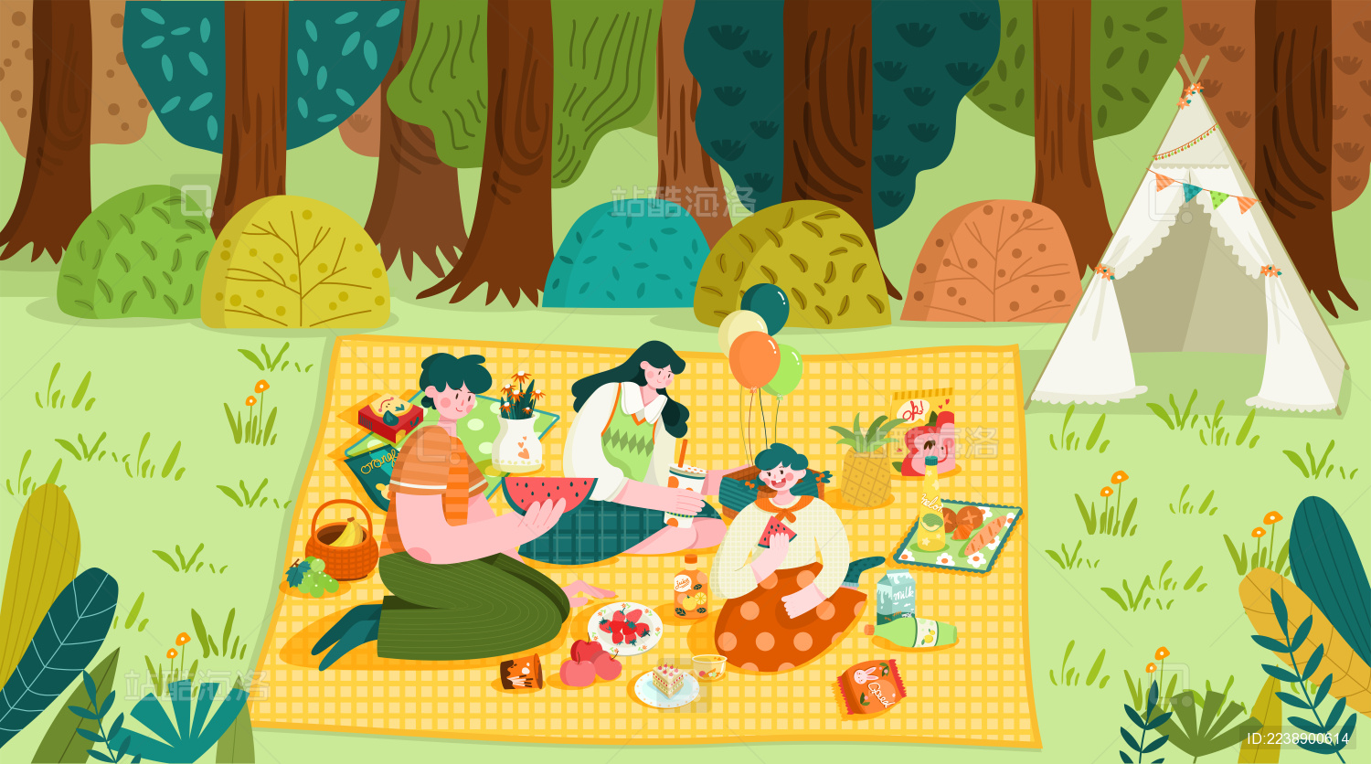 家庭公园野餐