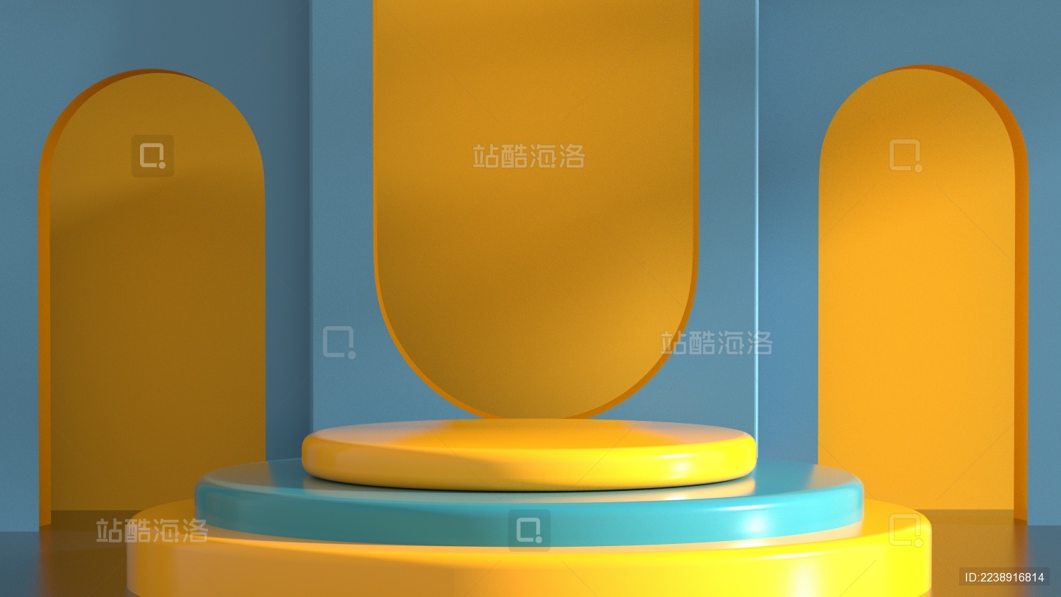 3D渲染柔色几何体电商展台