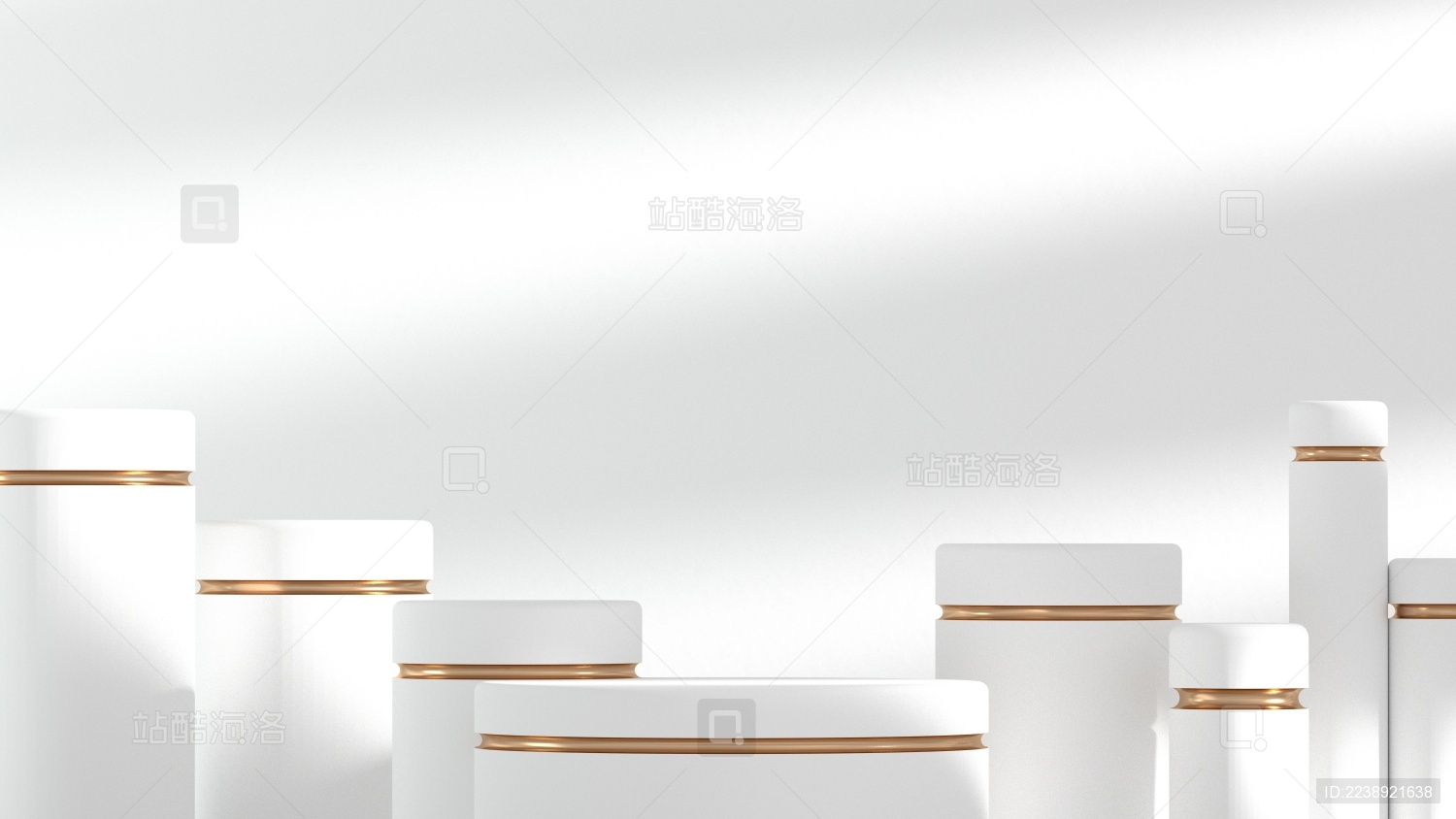 3D渲染圆柱体底座电商展台