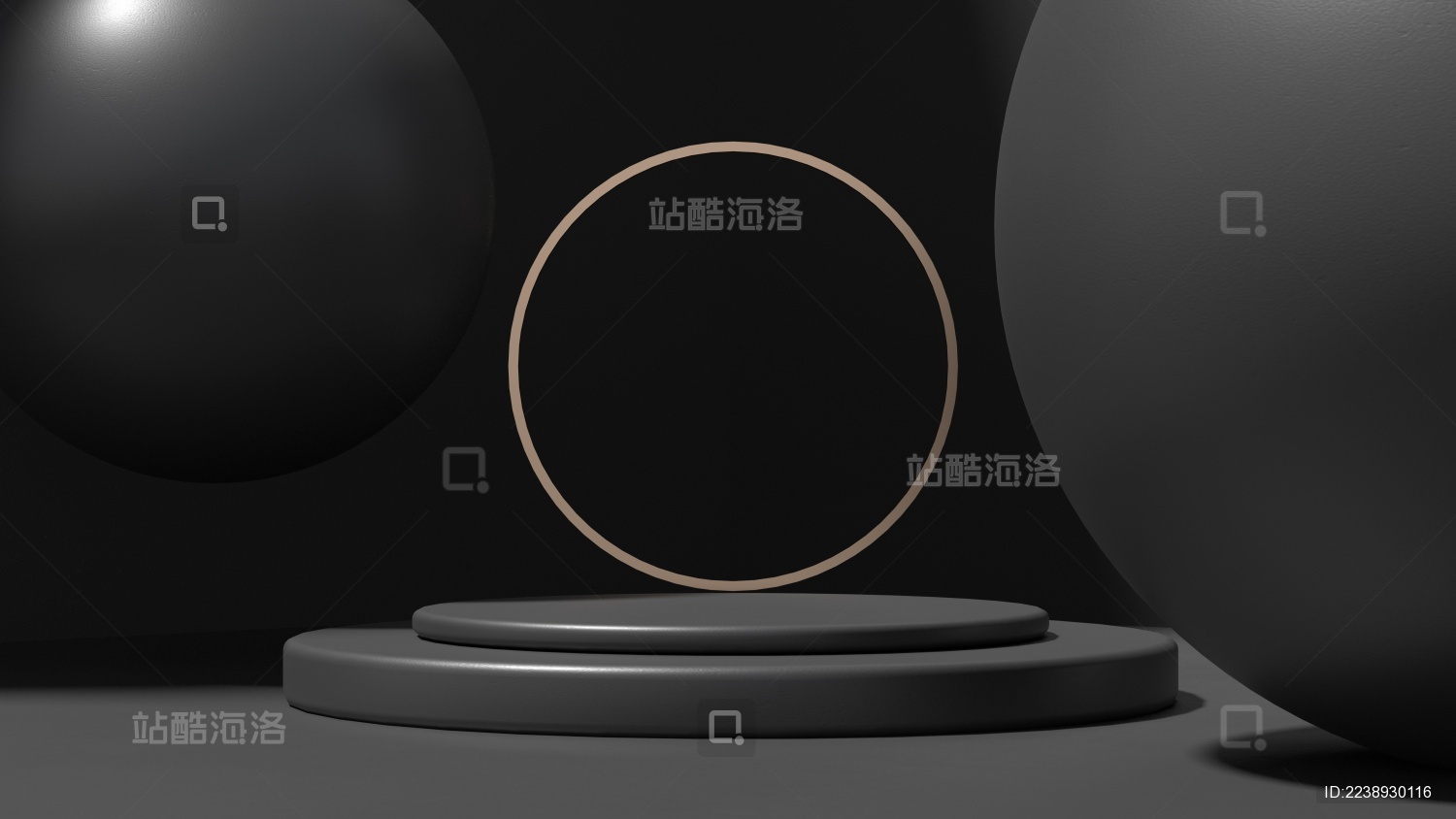 3D渲染极简圆柱体电商展台