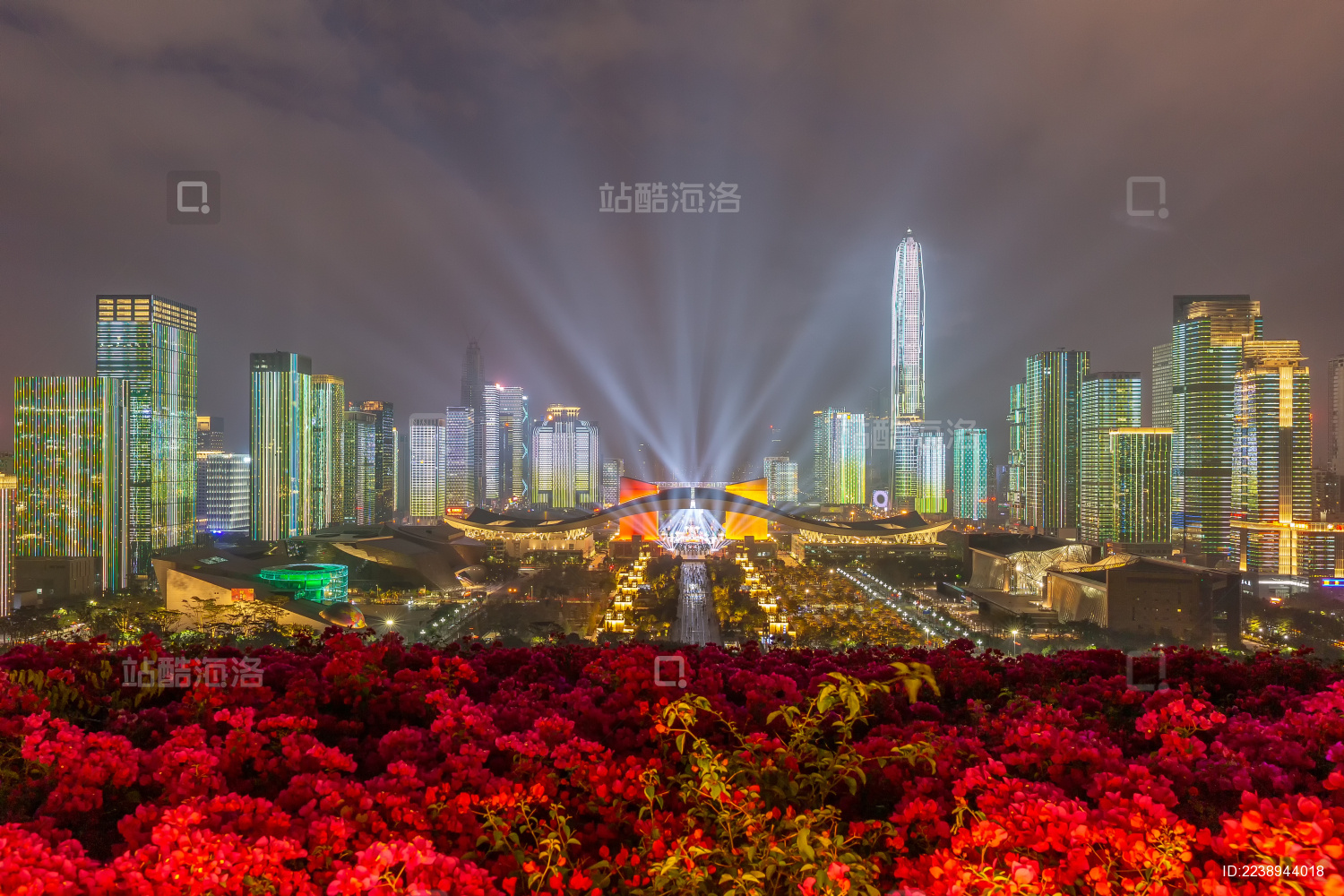 中国深圳市市民中心上演灯光秀_站酷海洛_正版图片_视频_字体_音乐