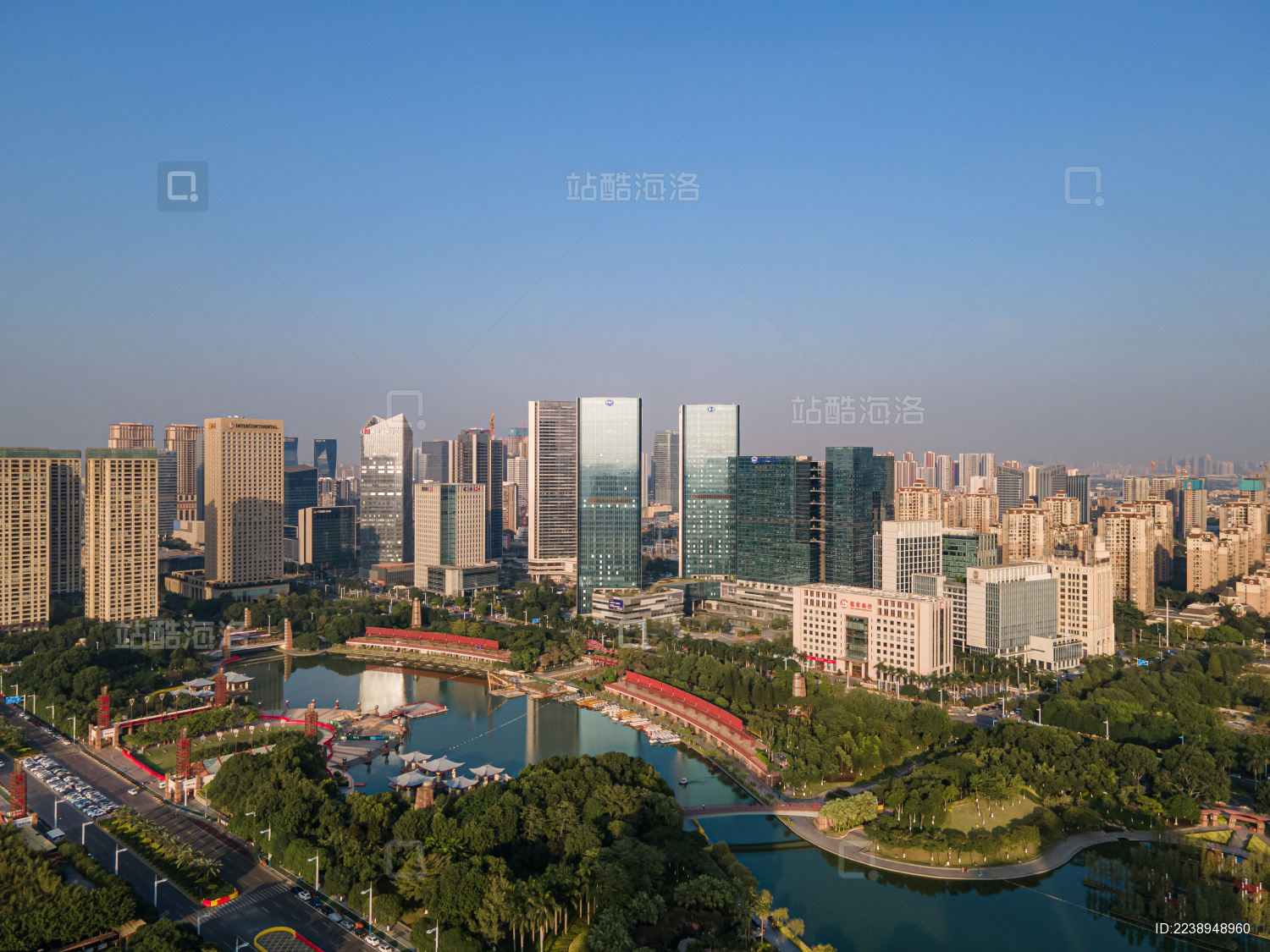 航拍中国广东佛山南海千灯湖公园