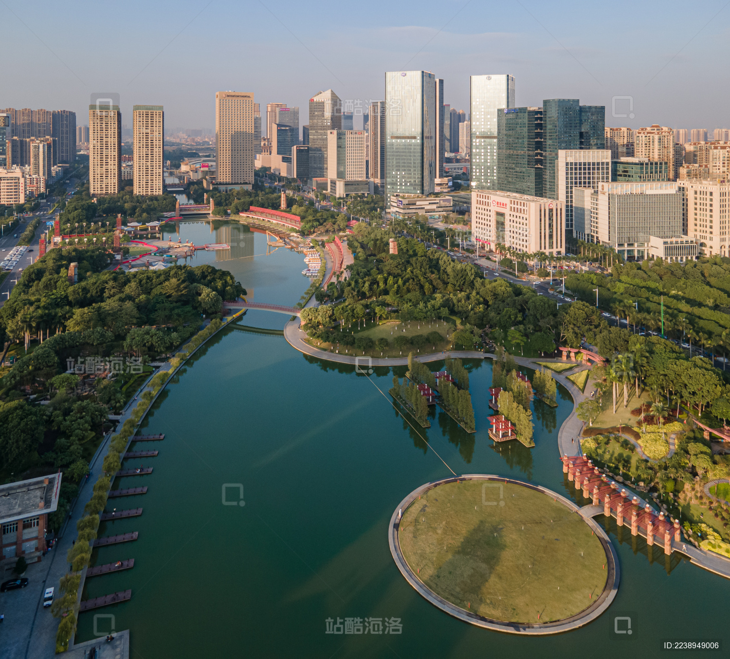 航拍中国广东佛山南海千灯湖公园