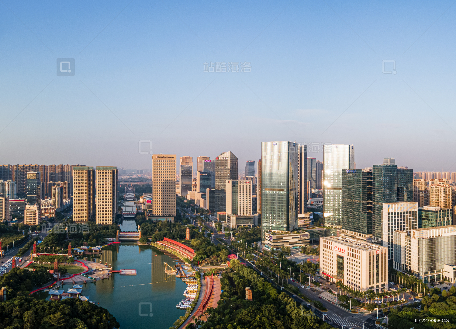 航拍中国广东佛山南海千灯湖公园