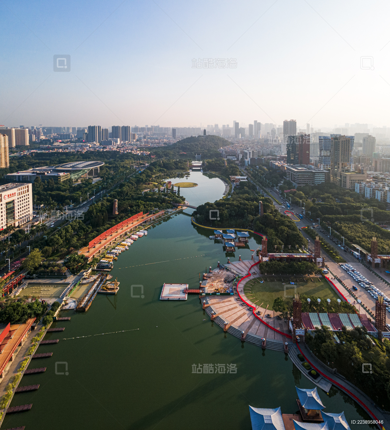 航拍中国广东佛山南海千灯湖公园